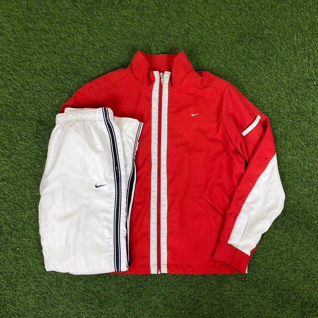 90s Nike Piping Jacket + Joggers Set Red Womens Medium