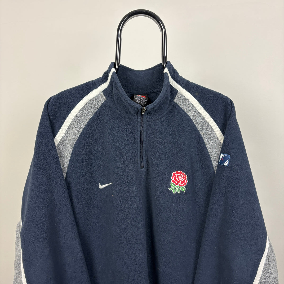 00s Nike England Rugby 1/4 Zip Fleece Sweatshirt Blue Medium
