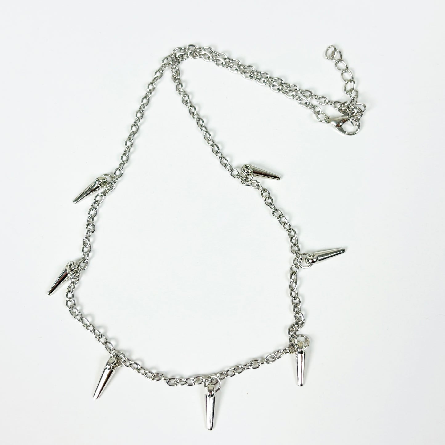 Vintage Spike Charm Necklace Silver
