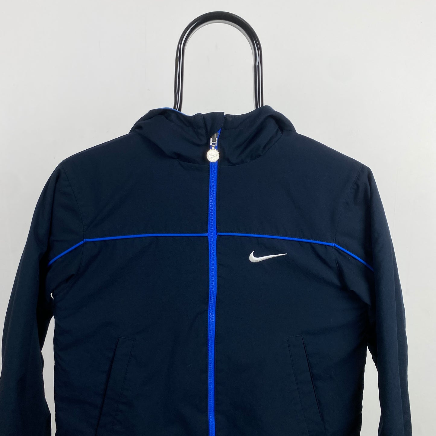 00s Nike Reversible Piping Fleece Coat Jacket Blue XS