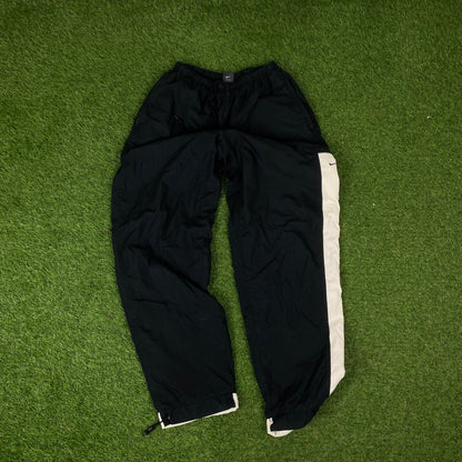 90s Nike Piping Windbreaker Tracksuit Set Jacket + Joggers Black XL