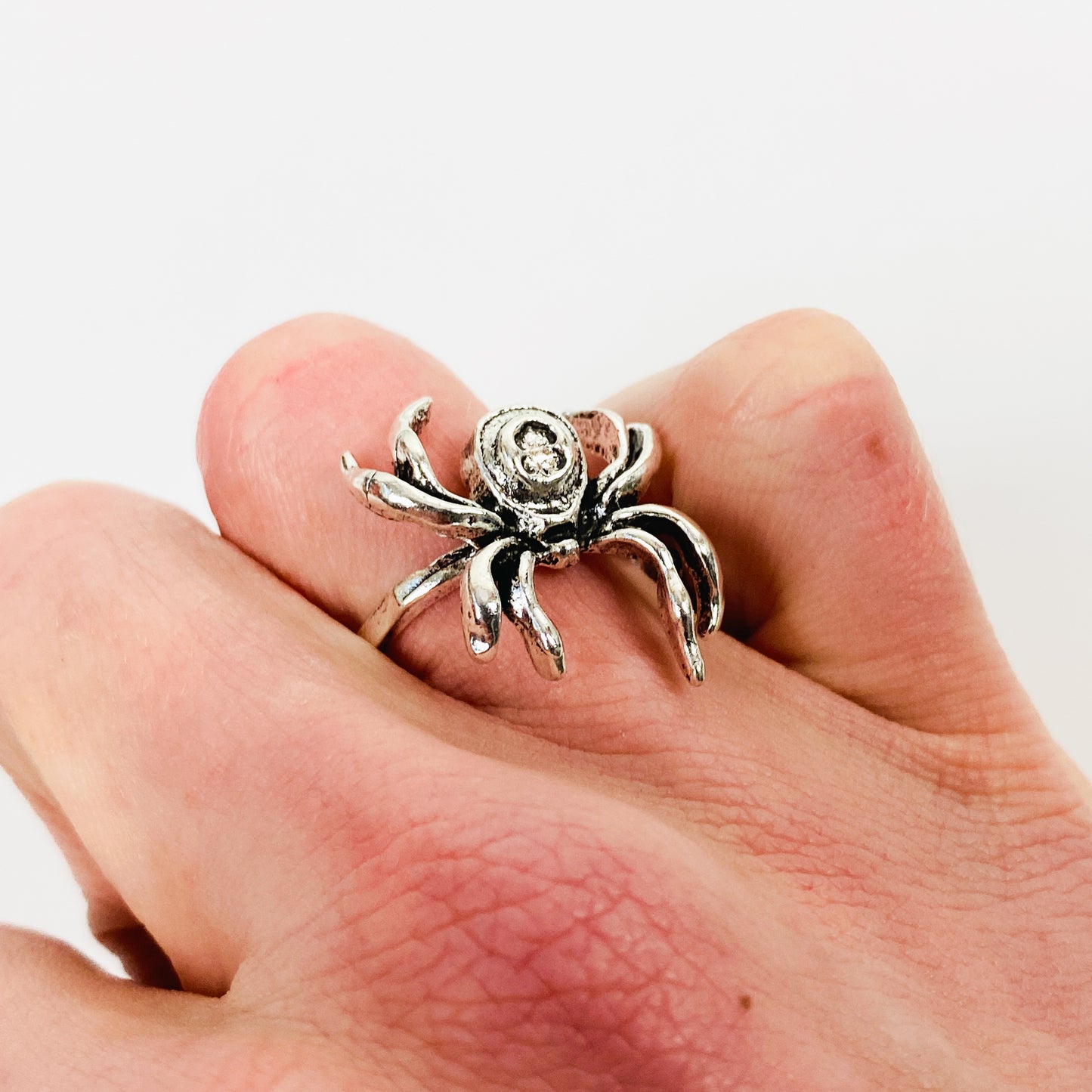 Retro Vintage Spider Signet Ring Silver