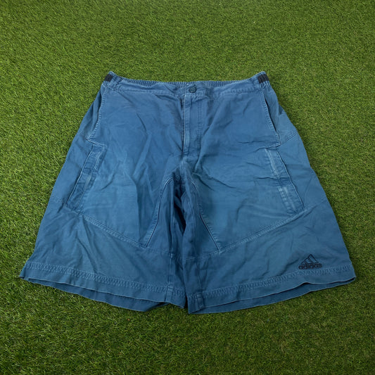 90s Adidas Cargo Shorts Blue Large