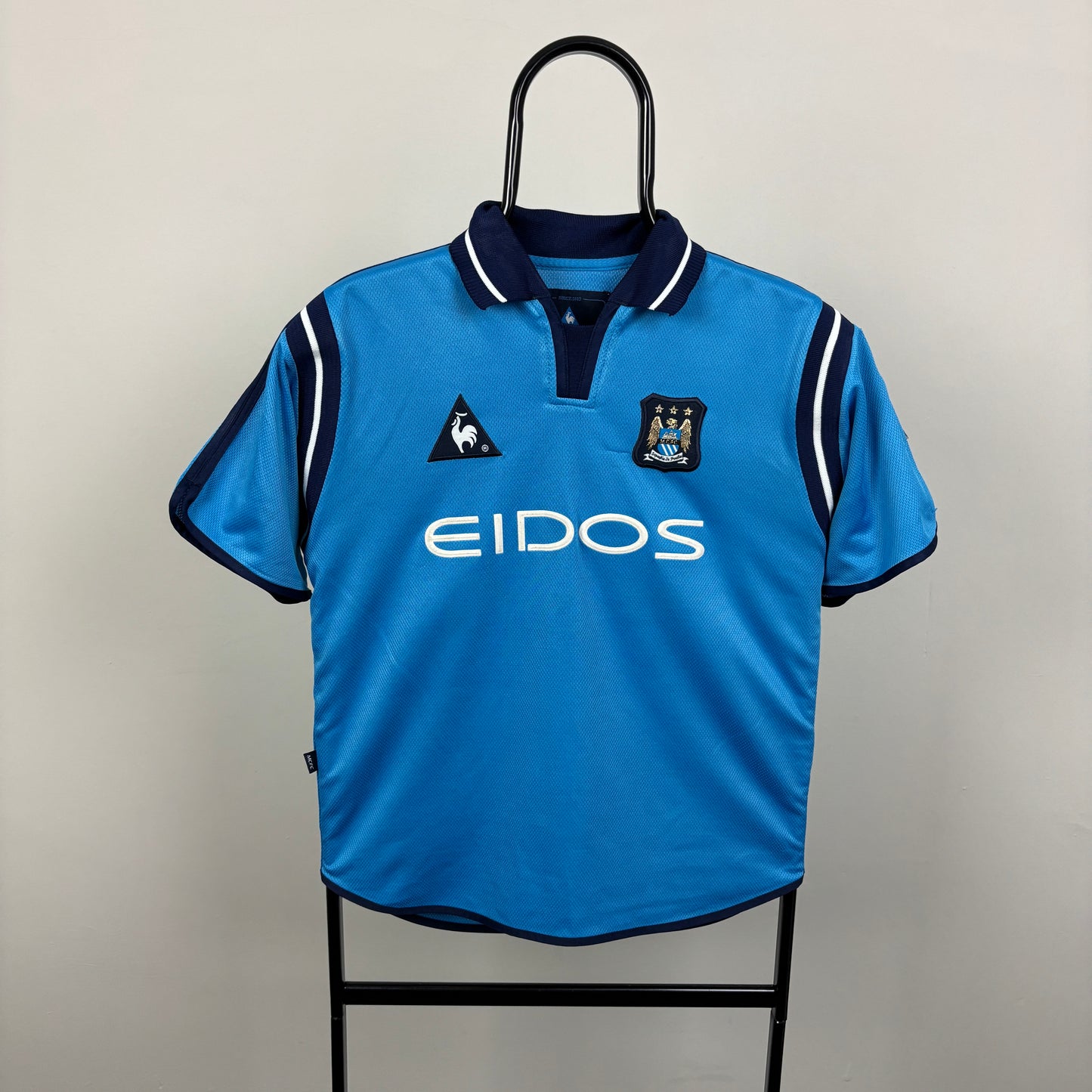 90s Le Coq Sportif Manchester City Football Shirt T-Shirt Blue XS