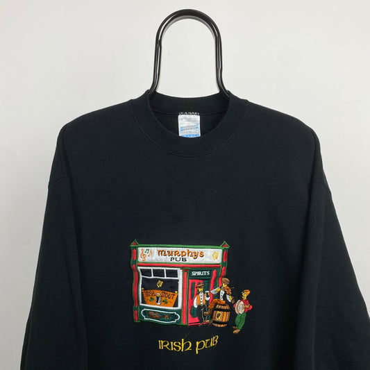 Retro 90s Murphys Irish Pub Sweatshirt Black XL