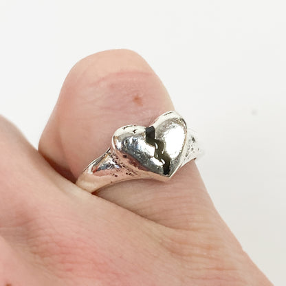 Retro Vintage Heart Ring Silver