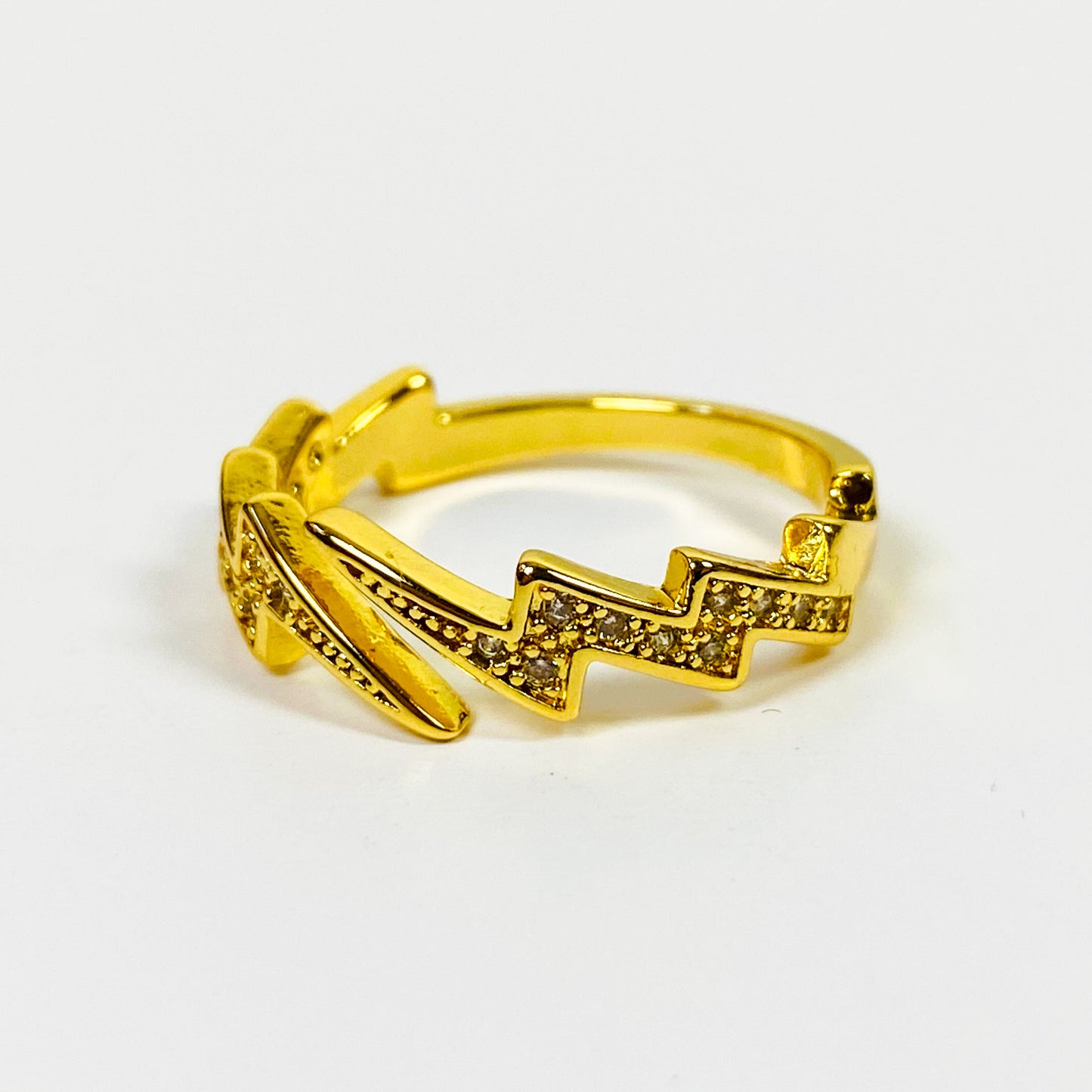 Retro Adjustable Lightning Ring Gold