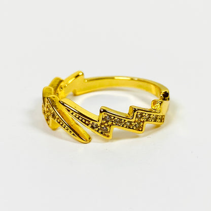 Retro Adjustable Lightning Ring Gold