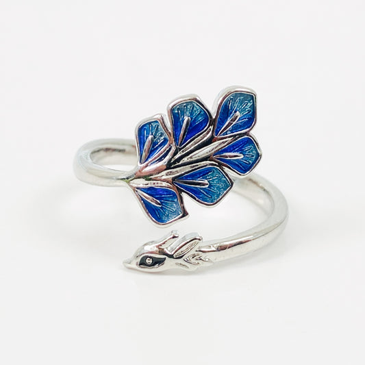 Vintage Adjustable Peacock Ring Silver