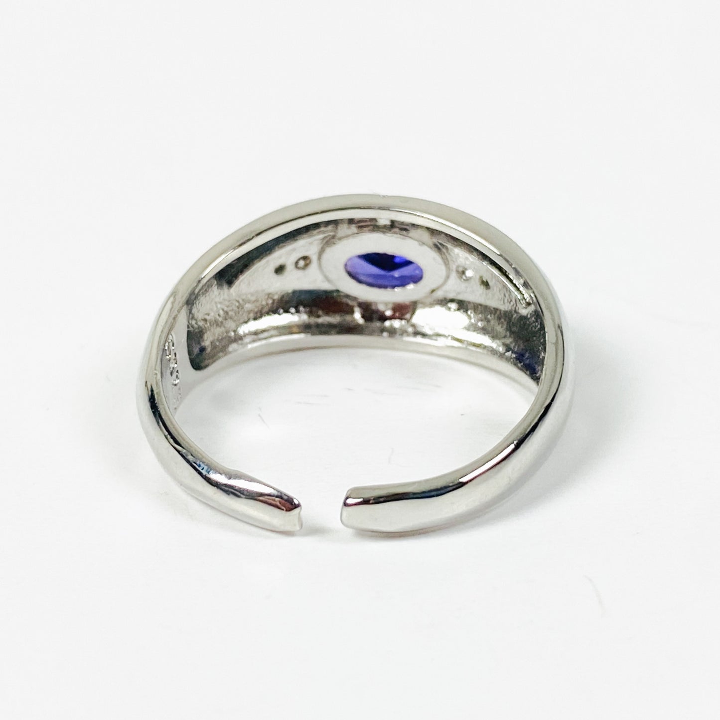 Adjustable Celestial Sapphire Dome Ring .925 Silver