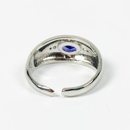 Adjustable Celestial Sapphire Dome Ring .925 Silver