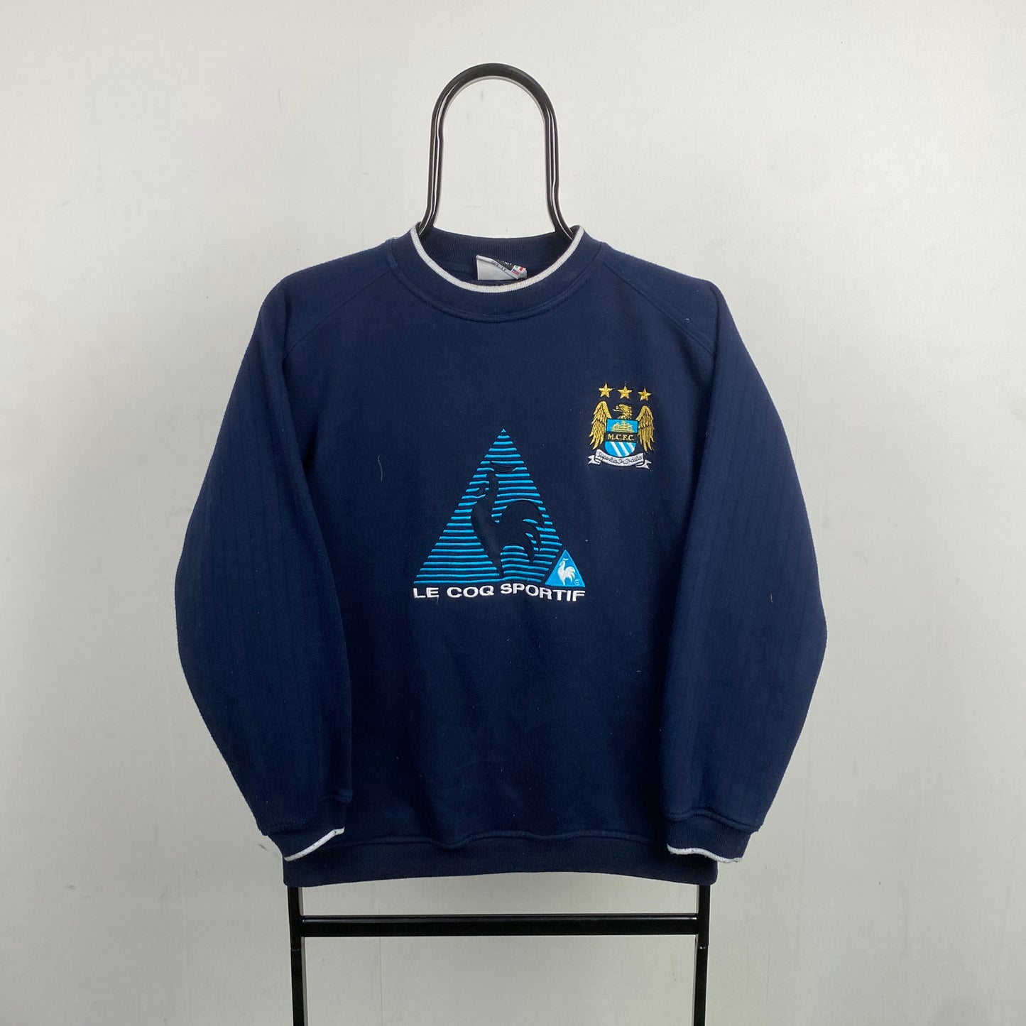 Retro 00s Reebok Manchester City Football Sweatshirt Blue Small