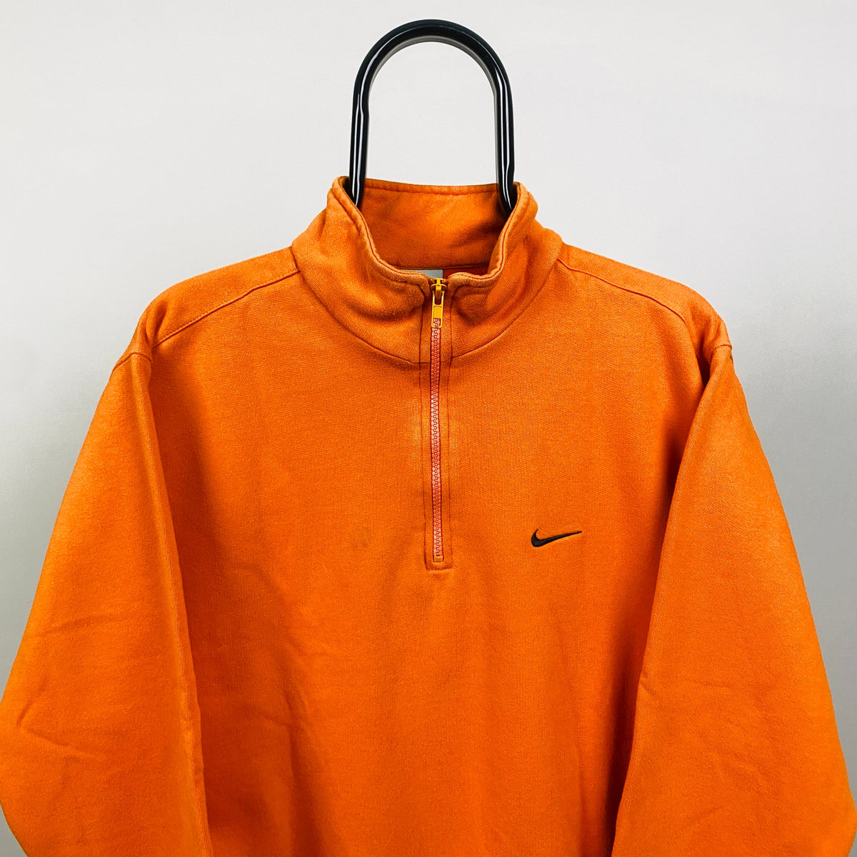90s Nike 1/4 Zip Sweatshirt Orange Medium