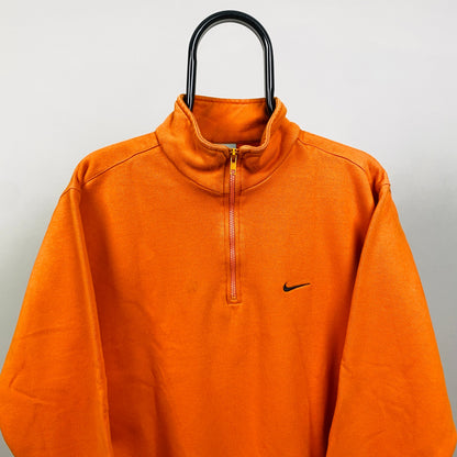 90s Nike 1/4 Zip Sweatshirt Orange Medium