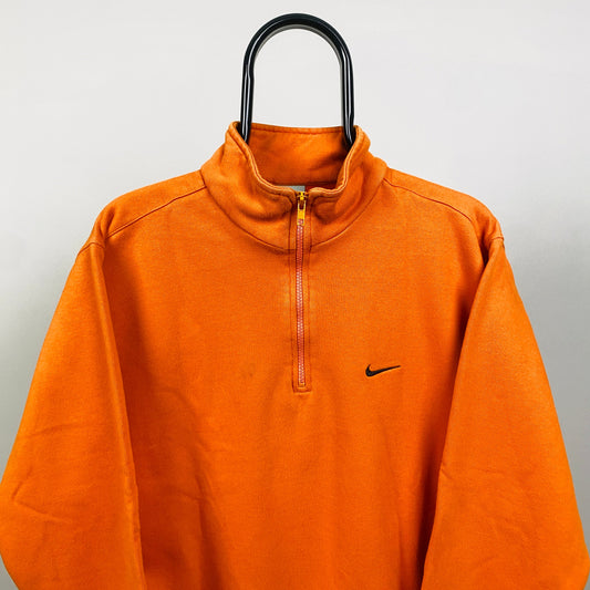 90s Nike 1/4 Zip Sweatshirt Orange Medium