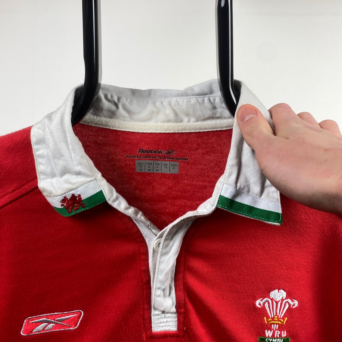 Retro Reebok Wales Rugby Shirt T-Shirt Red Small