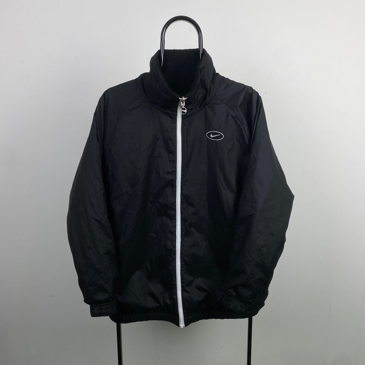 00s Nike Reversible Fleece Coat Jacket Black Small