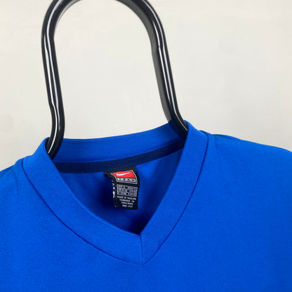 00s Nike Football Shirt T-Shirt Blue Small