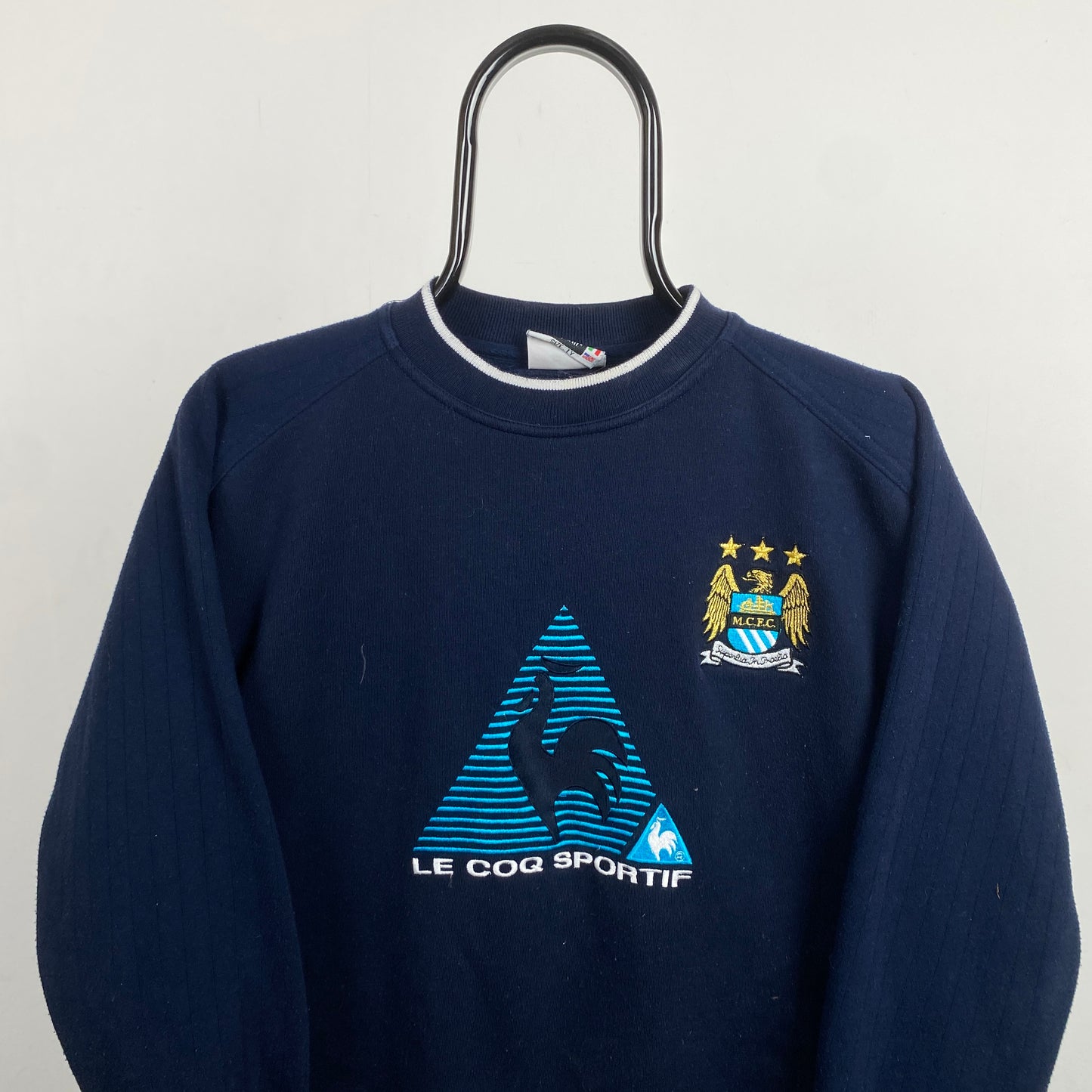 Retro 00s Reebok Manchester City Football Sweatshirt Blue Small