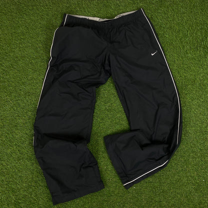 00s Piping Nike Windbreaker Jacket + Joggers Set Black Medium