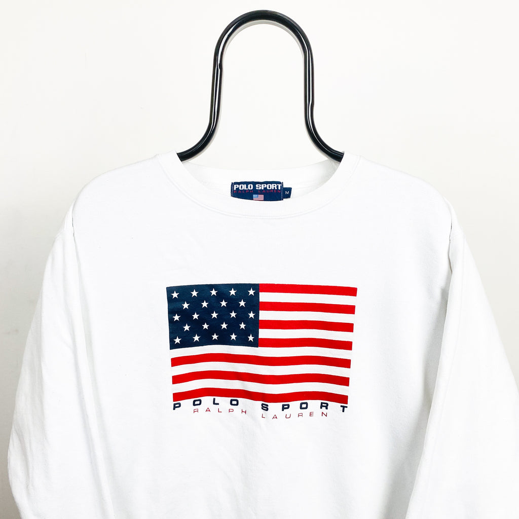 Retro Ralph Lauren Polo Sport Sweatshirt White Medium