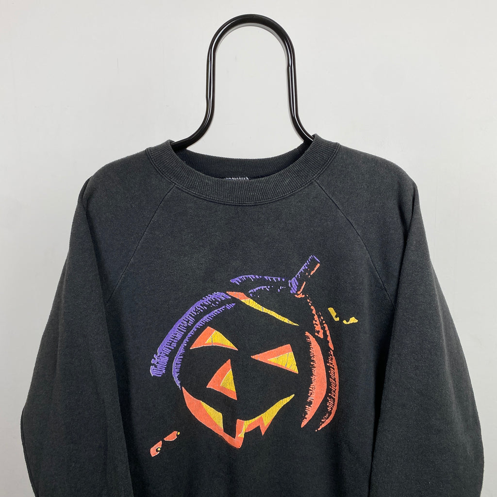 Retro Hanes Pumpkin Sweatshirt Black Large