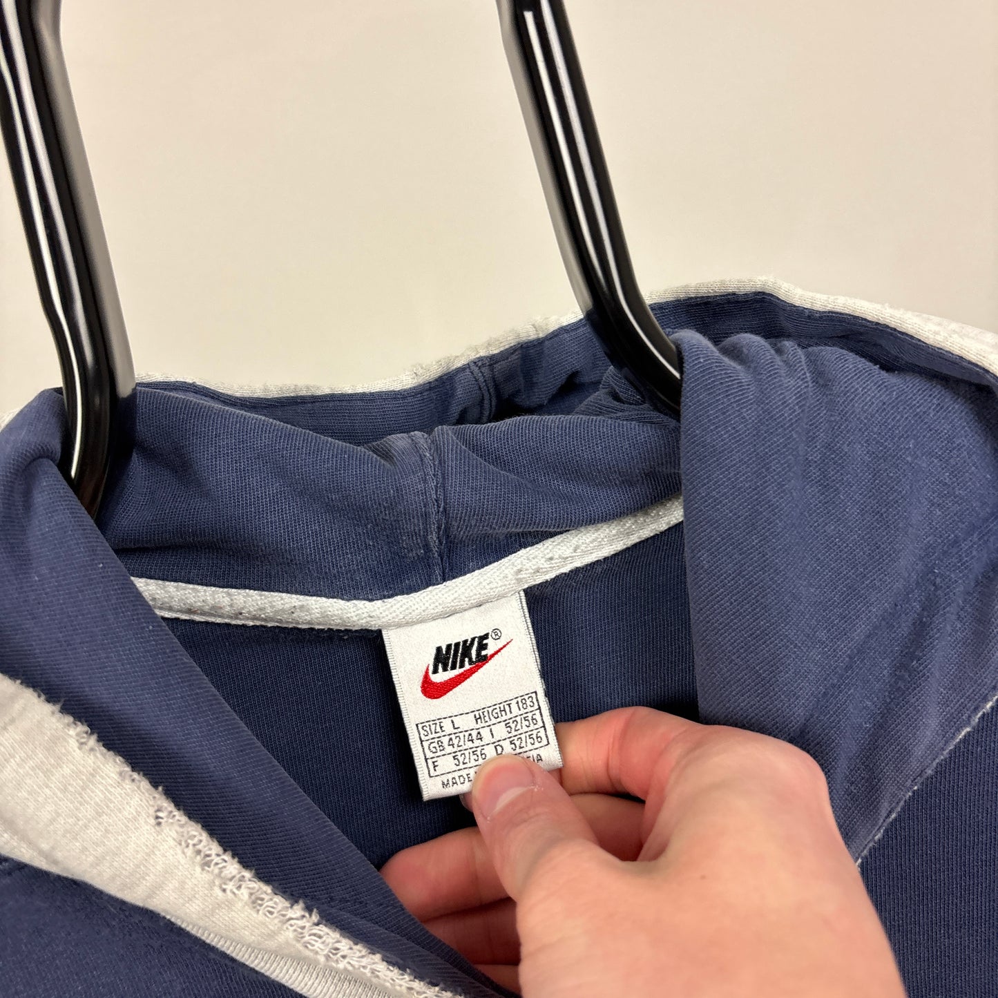 90s Nike Hoodie Blue Large