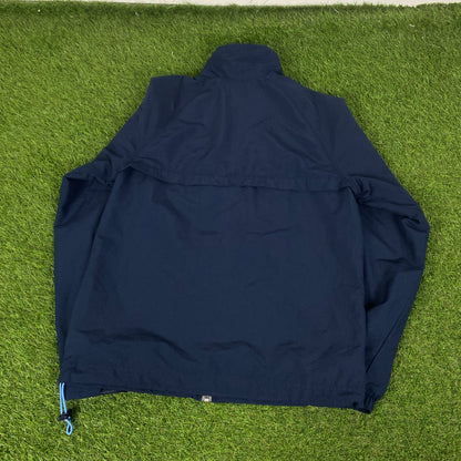 00s Nike Piping Windbreaker Jacket + Joggers Set Blue Small