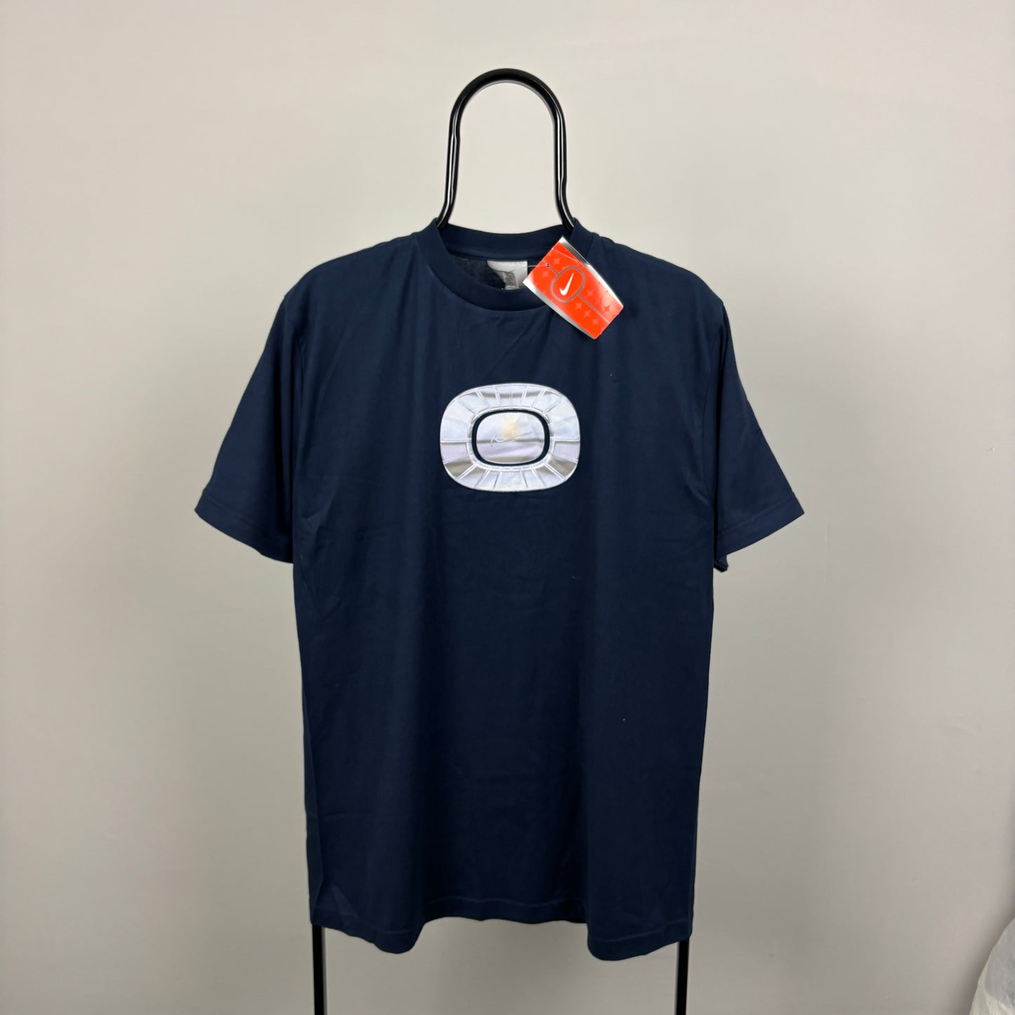 00s Nike Metallic Logo T-Shirt Blue Medium