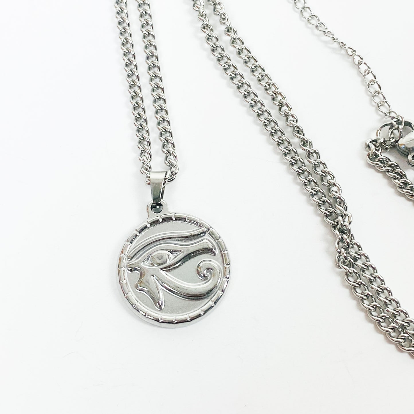 Retro Eye of Ra Chain Link Necklace Chain Silver