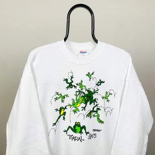 90s Hanes Toad Sweatshirt White Large