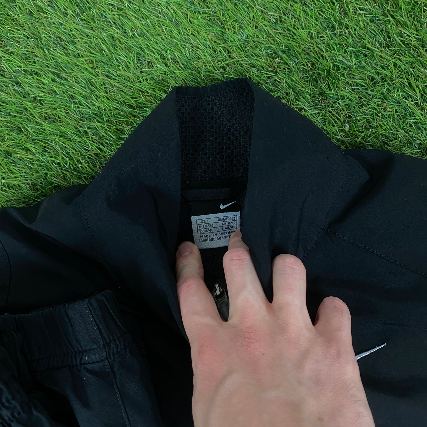 00s Nike Windbreaker Jacket + Joggers Set Black Small