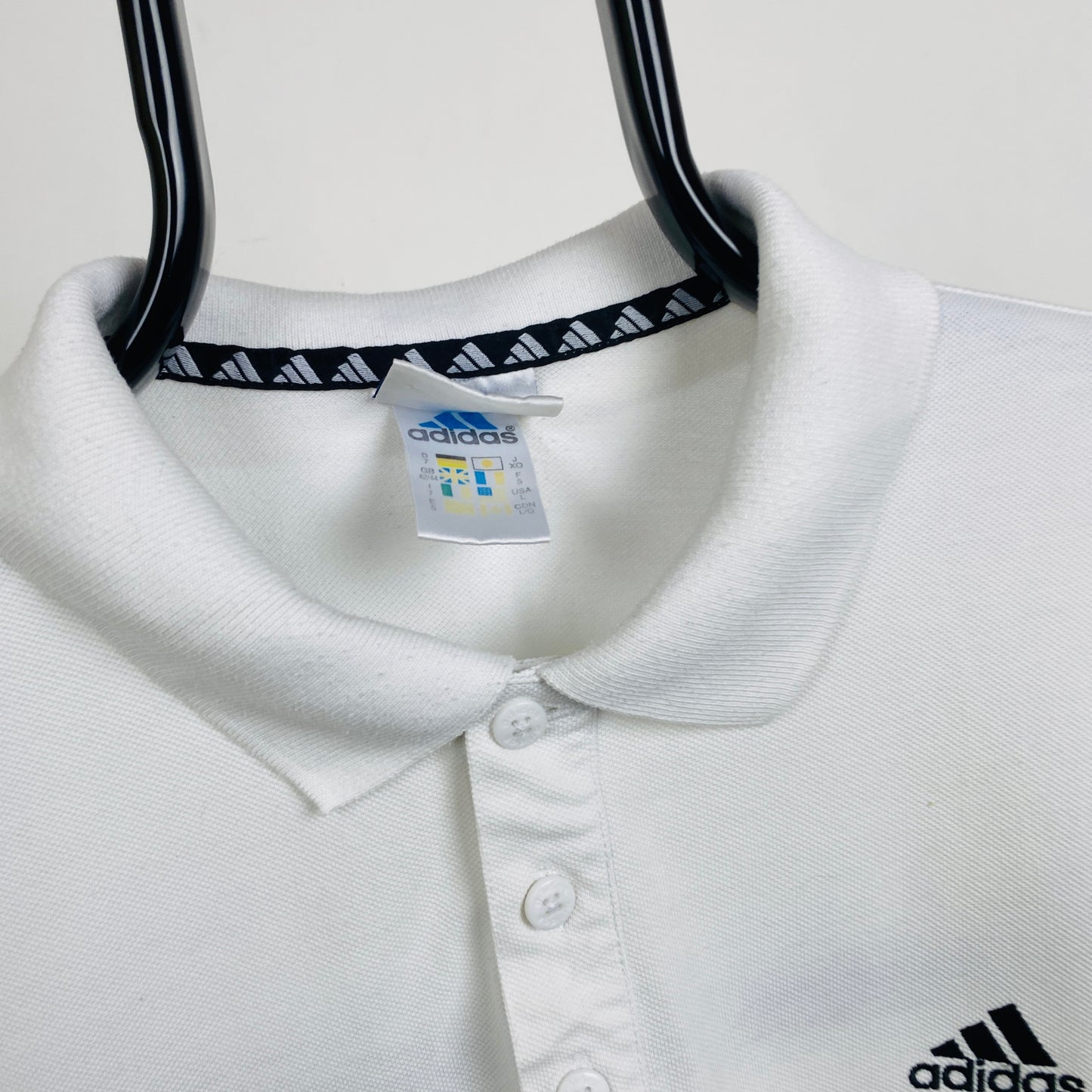 90s Adidas Polo Shirt T-Shirt White Large