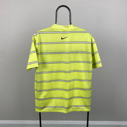 90s Nike Striped T-Shirt Yellow Small