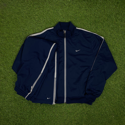 00s Nike Piping Tracksuit Jacket + Joggers Set Blue XS