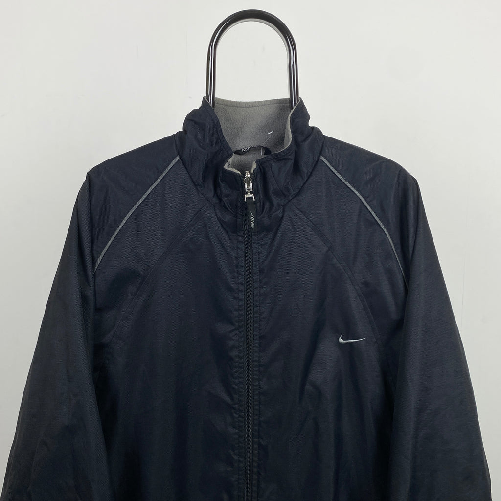 00s Nike Air Max Reversible Fleece Coat Jacket Black Grey XL