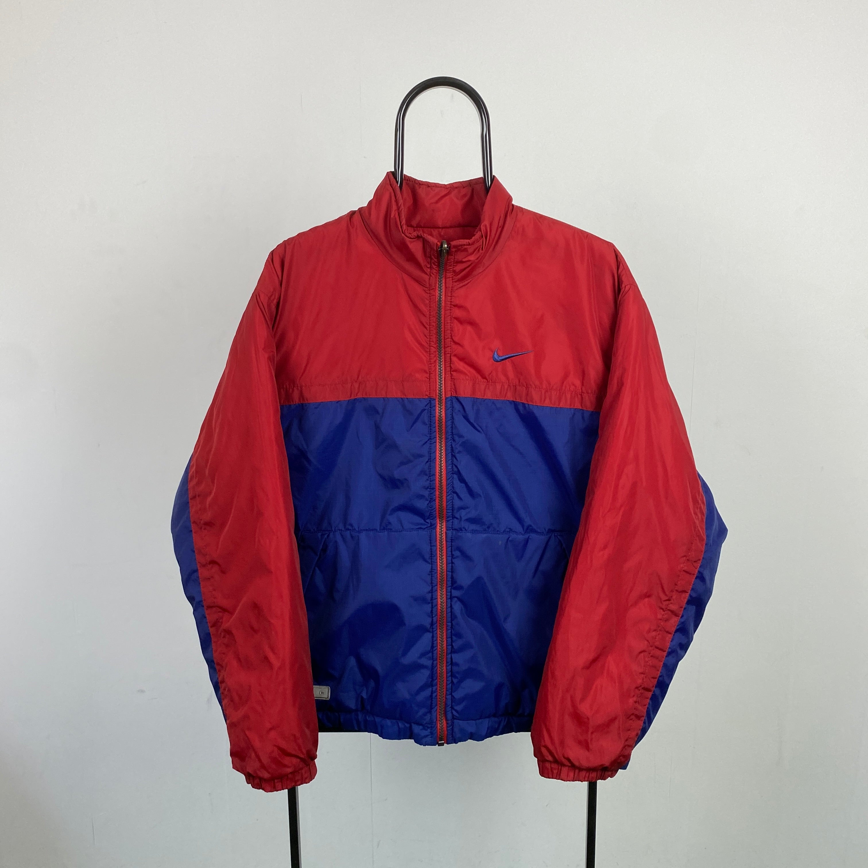 90s Nike Reversible Puffer Jacket Red Blue Small
