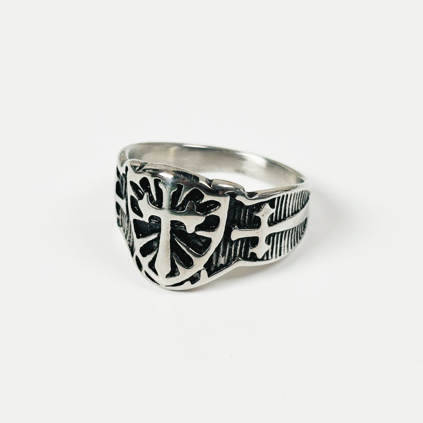 Vintage Knight Shield Ring Silver