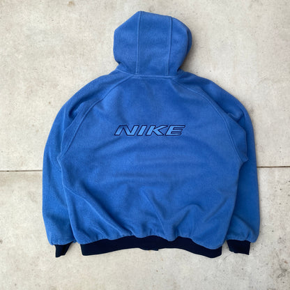 90s Nike Reversible Fleece Coat Jacket Blue Medium