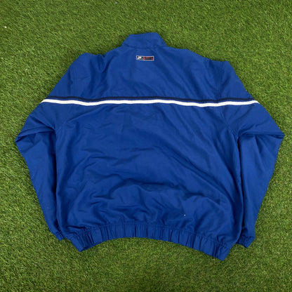 00s Nike Piping Windbreaker Jacket + Joggers Set Blue Medium