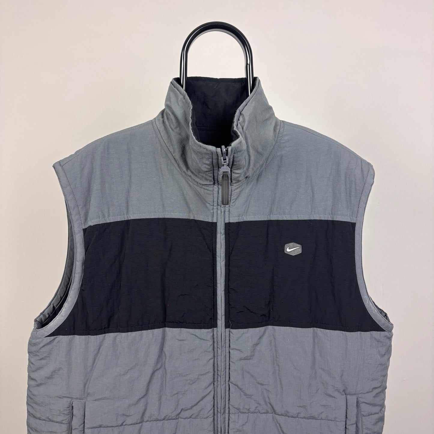 00s Nike Hex Reversible Puffer Gilet Jacket Grey XL