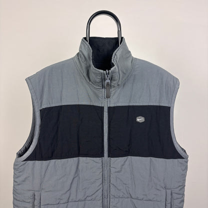 00s Nike Hex Reversible Puffer Gilet Jacket Grey XL