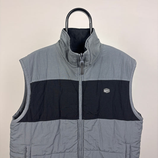 00s Nike Hex Reversible Puffer Gilet Jacket Grey XL