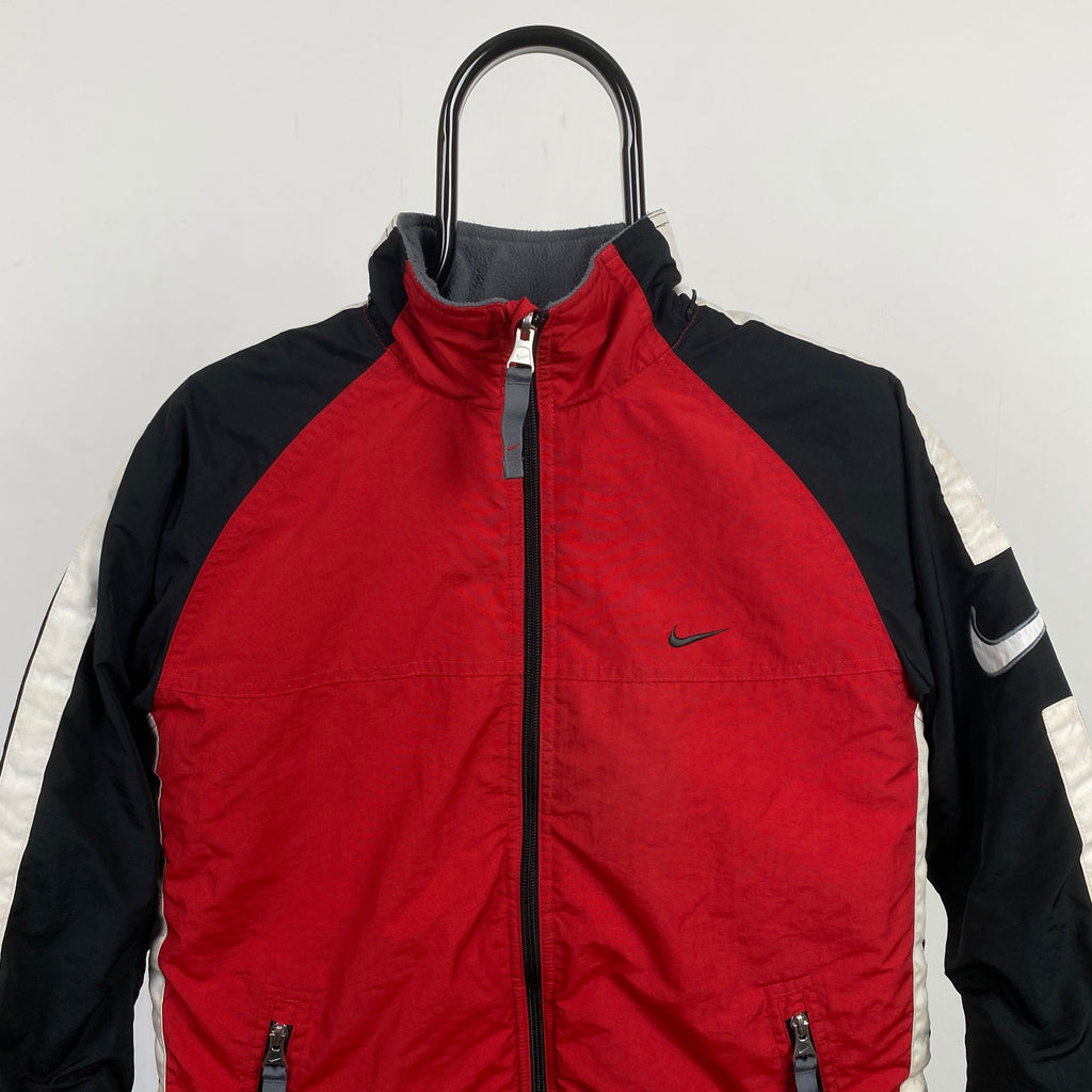 00s Nike Reversible Fleece Puffer Coat Jacket Red XS