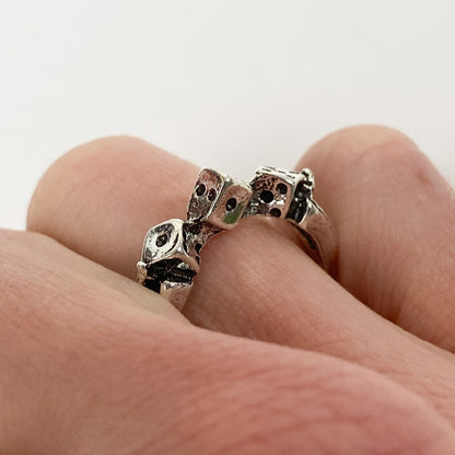 Retro Vintage Dice Ring Silver