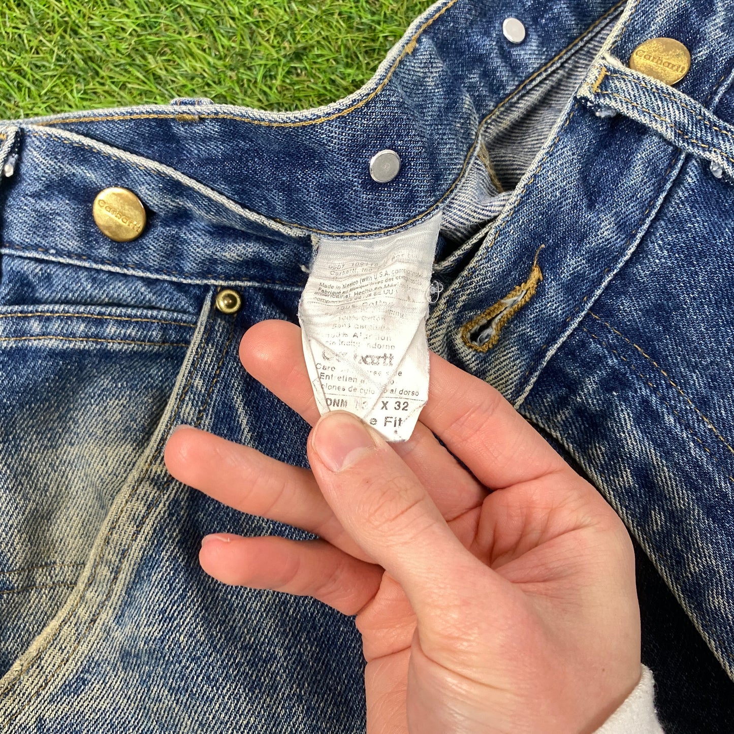 00s Carhartt Double Knee Jeans 34x32 Blue Large Joggers