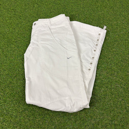 00s Nike Baggy Parachute Joggers White Womens XS