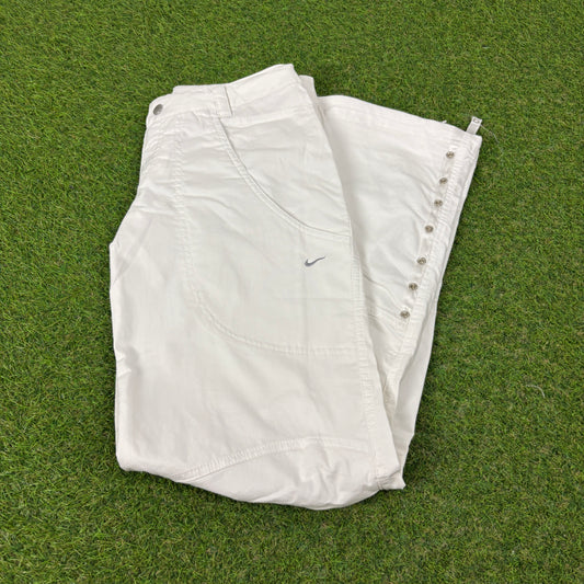 00s Nike Baggy Parachute Joggers White Womens XS