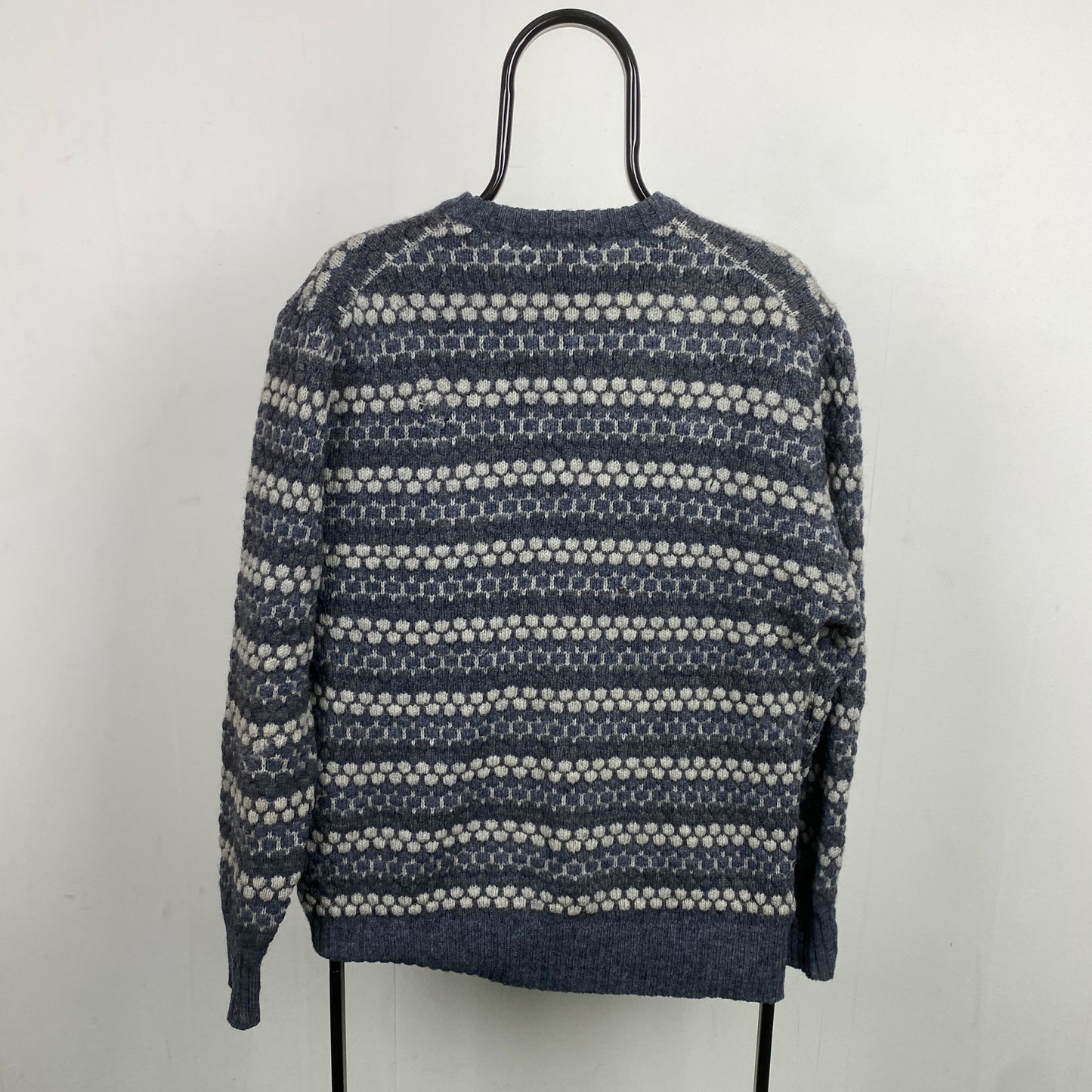 Retro 90s Shetland Wool Sweatshirt Blue Medium