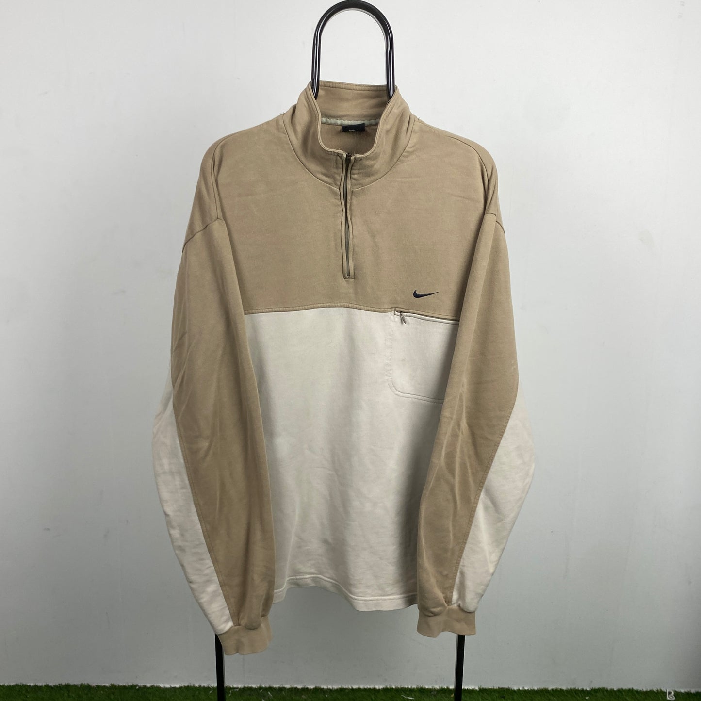 90s Nike 1/4 Zip Sweatshirt Brown XL